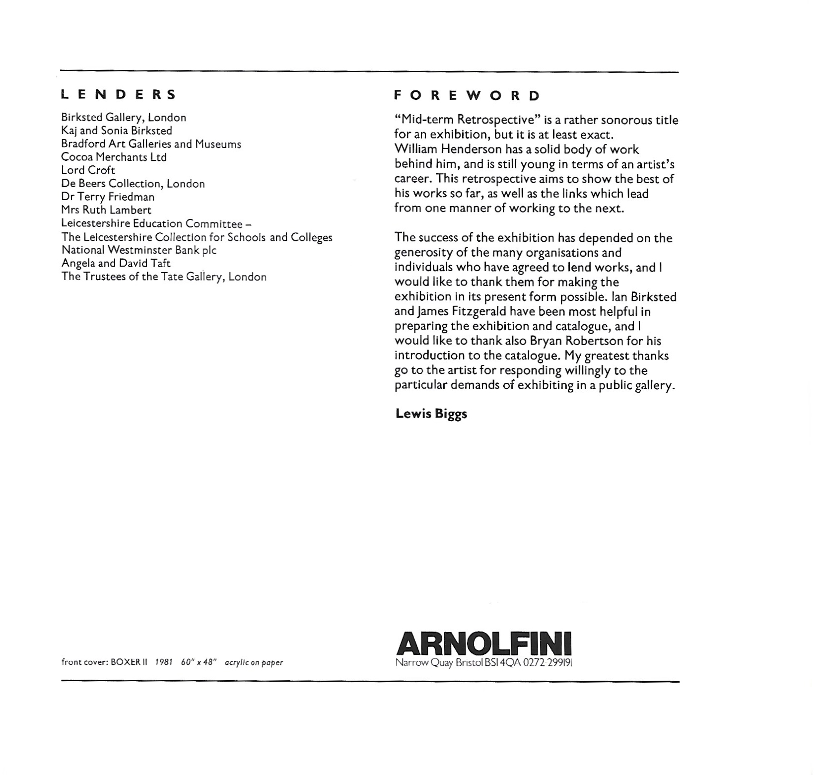 Arnolfini Foreword